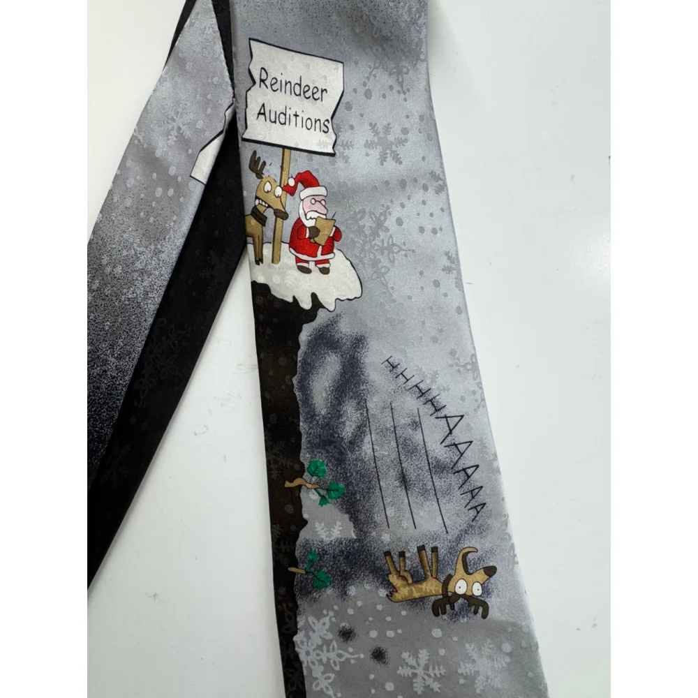 John Ashford Reindeer Auditions Neck Tie Silk Novelty Christmas Holiday Santa